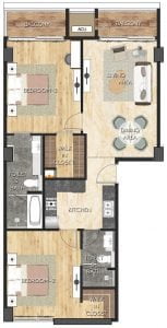 Floor Plan of 2 Bedroom Type B